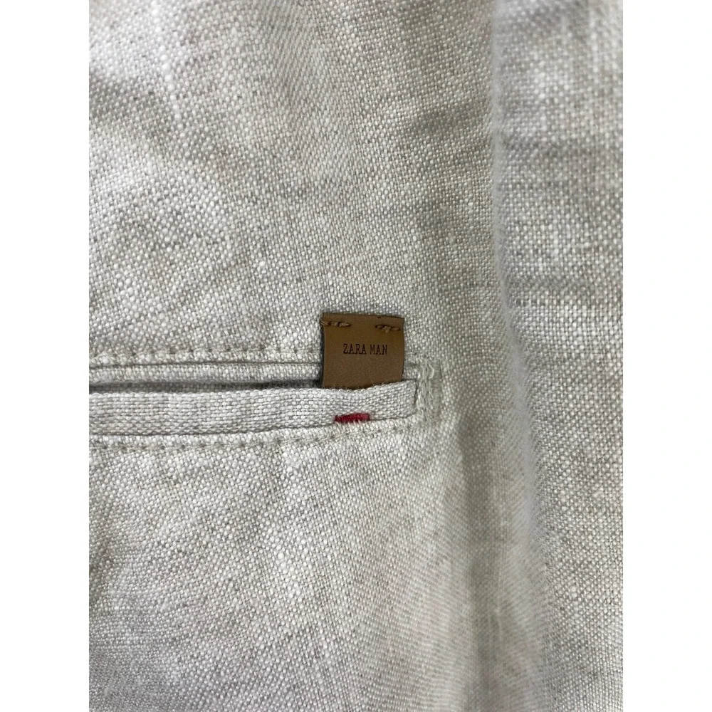 Zara Men's Cream Linen Drawstring Pants